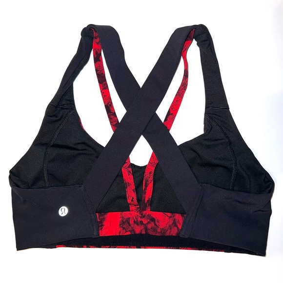 Lululemon Floral Red and Black Women's Sports Bra Size 10 - Picture 2 of 7